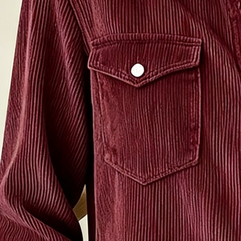 ✨👚Top com bolsos com aba e botões na frente – Malha canelada macia e design intemporal para um conforto diário