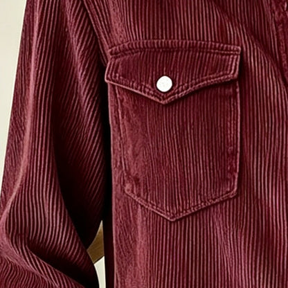 ✨👚Top com bolsos com aba e botões na frente – Malha canelada macia e design intemporal para um conforto diário