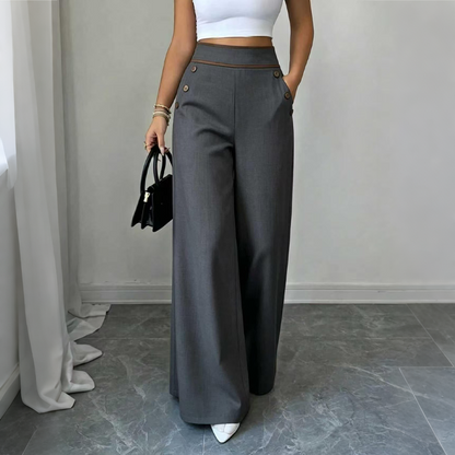 ⌛Limited-Time Offer-Women's High-Waisted Wide-Leg Pants with Contrast Trim
