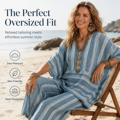 ⌛Limited-Time Offer-Women's Loose V-Neck Striped 2-Piece Casual Set