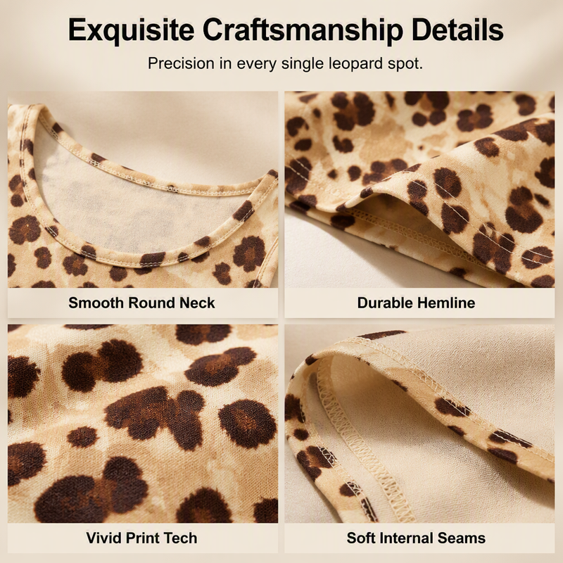 ✨👗Vestido em linha A com padrão de leopardo, de corte descontraído