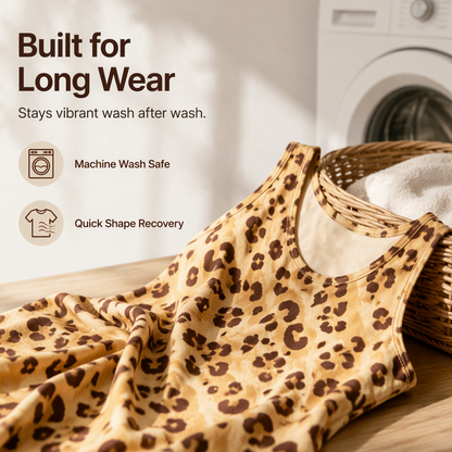 ✨👗Vestido em linha A com padrão de leopardo, de corte descontraído