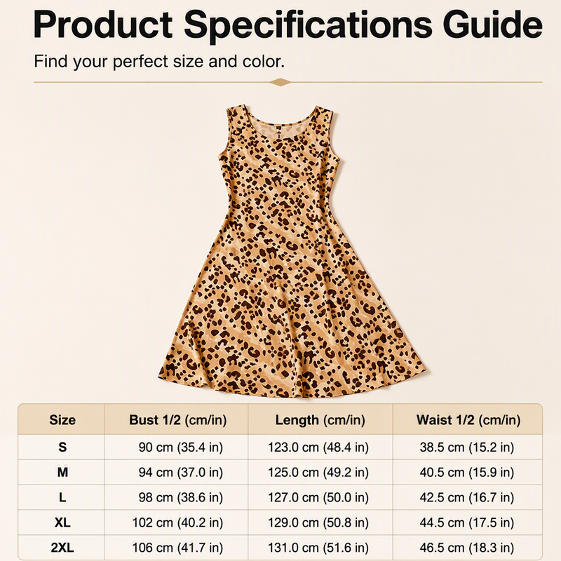 ✨👗Vestido em linha A com padrão de leopardo, de corte descontraído