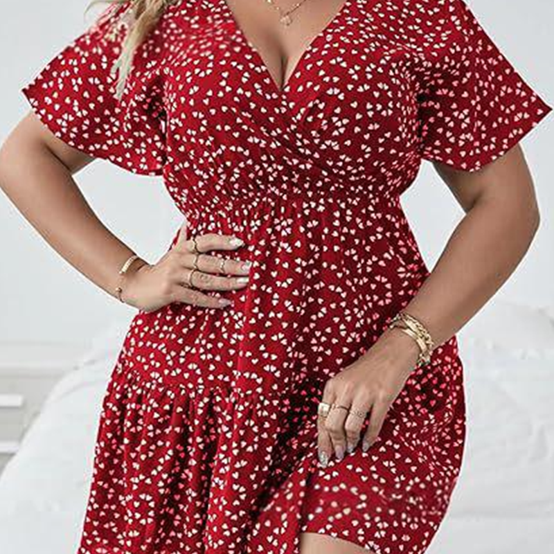 ✨👗Vestido casual feminino com bolinhas e decote em V