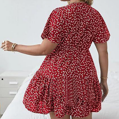 ✨👗Vestido casual feminino com bolinhas e decote em V