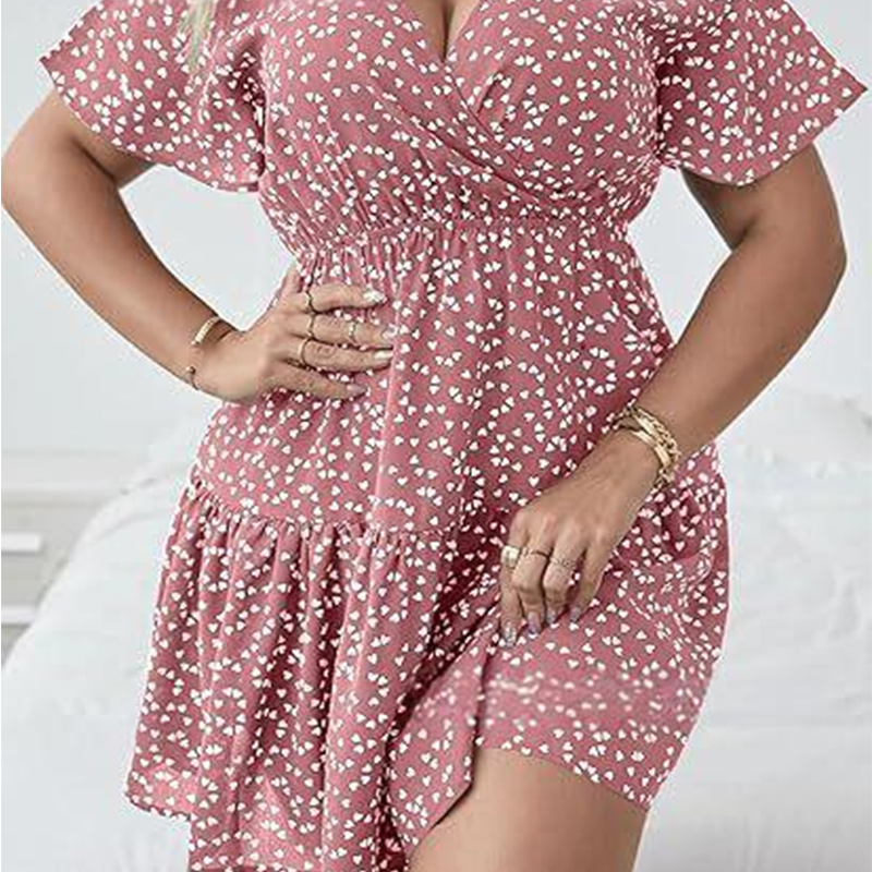 ✨👗Vestido casual feminino com bolinhas e decote em V