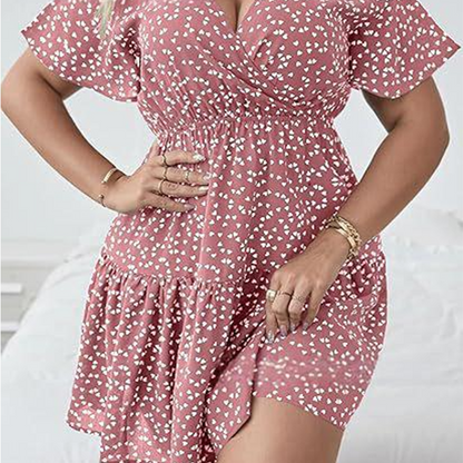 ✨👗Vestido casual feminino com bolinhas e decote em V
