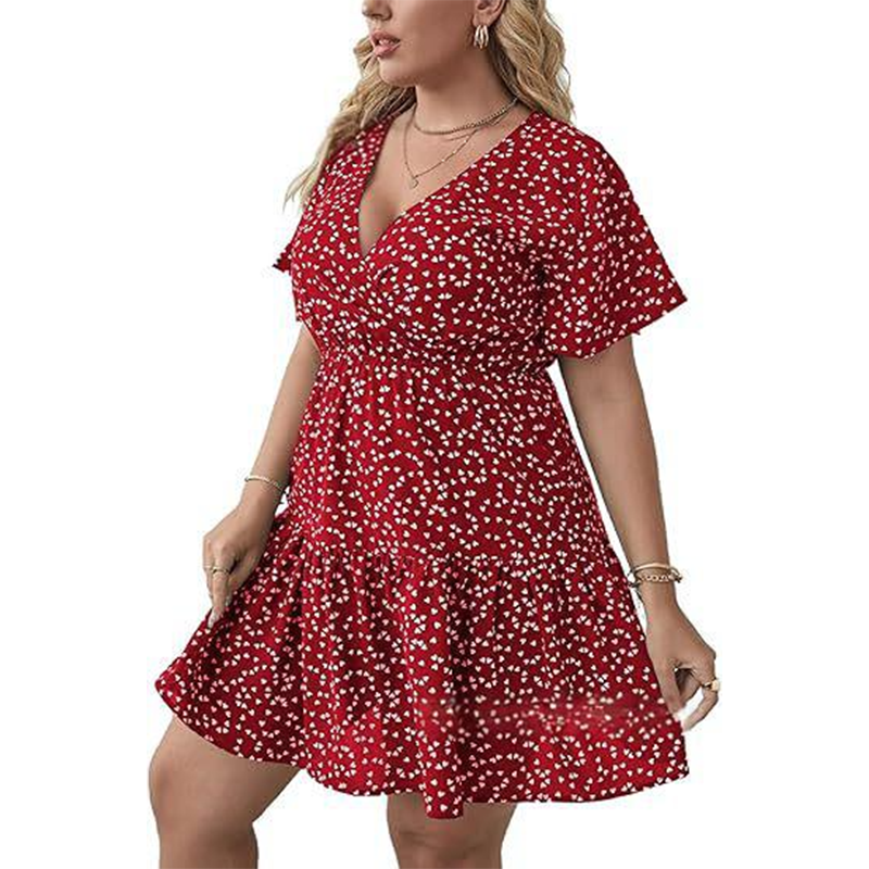 ✨👗Vestido casual feminino com bolinhas e decote em V