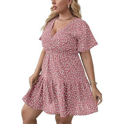 ✨👗Vestido casual feminino com bolinhas e decote em V