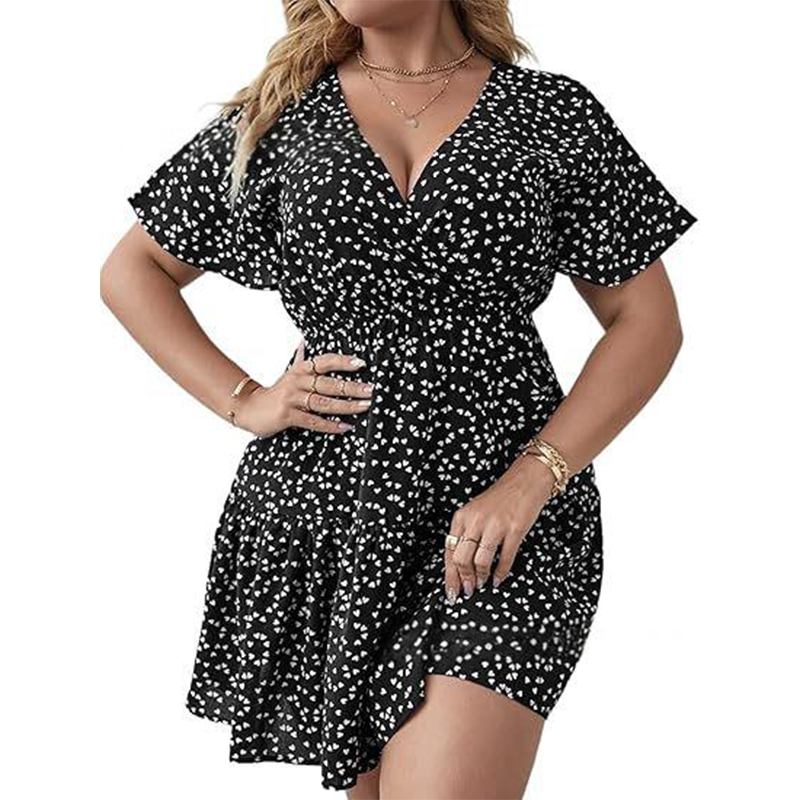 ✨👗Vestido casual feminino com bolinhas e decote em V