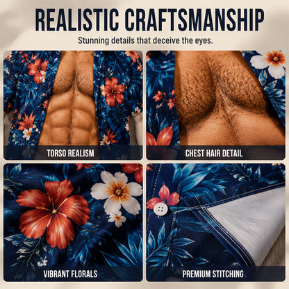 Camisa havaiana para homem, com estampado floral tropical, manga curta, casual, de praia, com botões