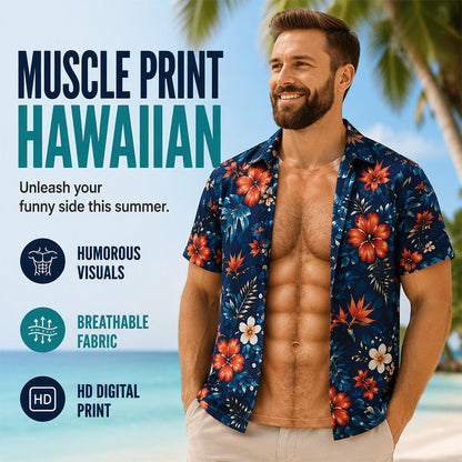 Camisa havaiana para homem, com estampado floral tropical, manga curta, casual, de praia, com botões