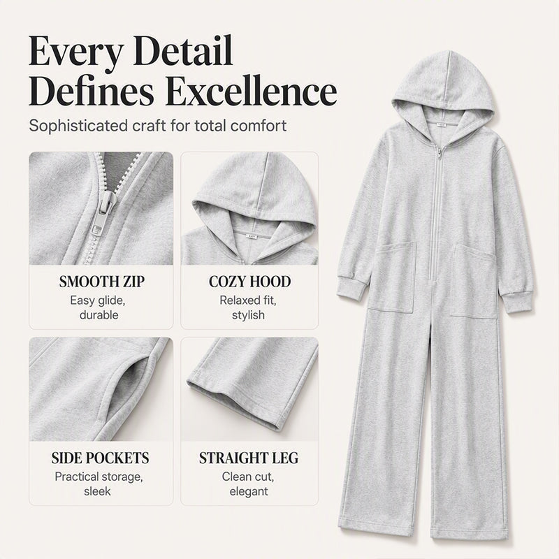 Women's Casual Long Sleeve Hooded Jumpsuit