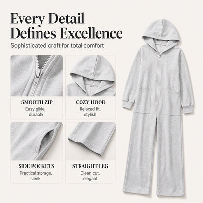 Women's Casual Long Sleeve Hooded Jumpsuit