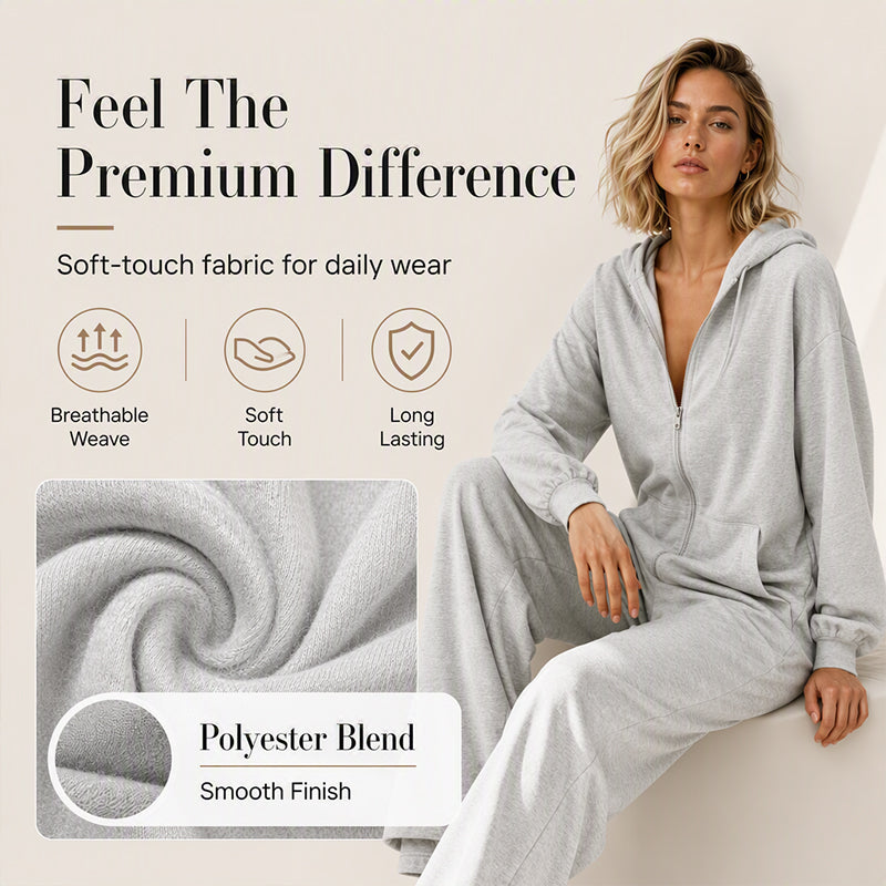 Women's Casual Long Sleeve Hooded Jumpsuit