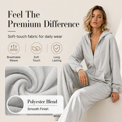 Women's Casual Long Sleeve Hooded Jumpsuit