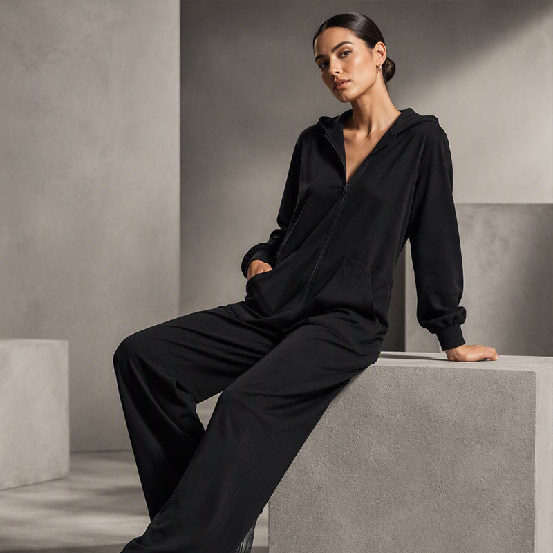 Women's Casual Long Sleeve Hooded Jumpsuit