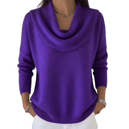 👚Novidades - Camisola com decote em gola alta e lantejoulas – Punhos com canelado suave e caimento elegante para qualquer ocasião 🌿
