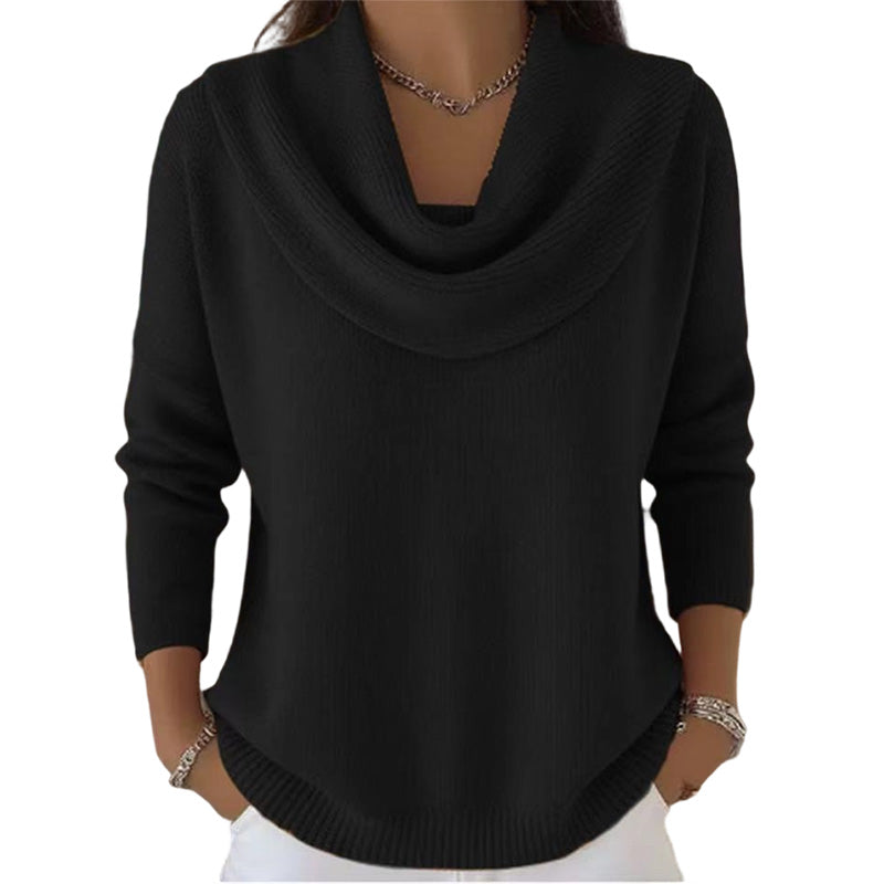 👚Novidades - Camisola com decote em gola alta e lantejoulas – Punhos com canelado suave e caimento elegante para qualquer ocasião 🌿