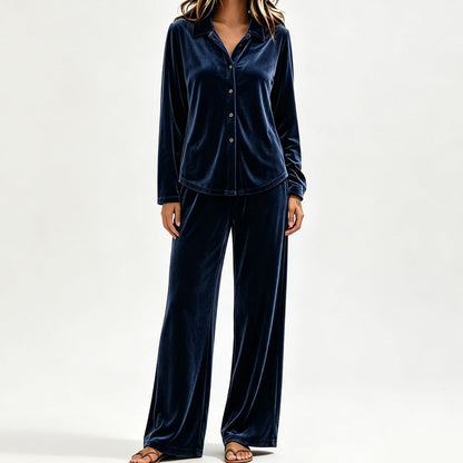 ✨👗Conjunto casual de veludo de duas peças para mulher