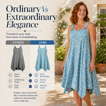 ✨🛍️Novidade - Vestido maxi sem mangas com estampado de margaridas – Conforto respirável e um ambiente de férias descontraído 🍃