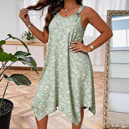 ✨🛍️Novidade - Vestido maxi sem mangas com estampado de margaridas – Conforto respirável e um ambiente de férias descontraído 🍃