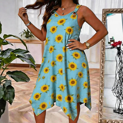 ✨🛍️Novidade - Vestido maxi sem mangas com estampado de margaridas – Conforto respirável e um ambiente de férias descontraído 🍃