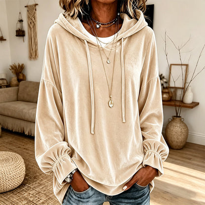 🌸💖Camisola com capuz de veludo casual para mulher