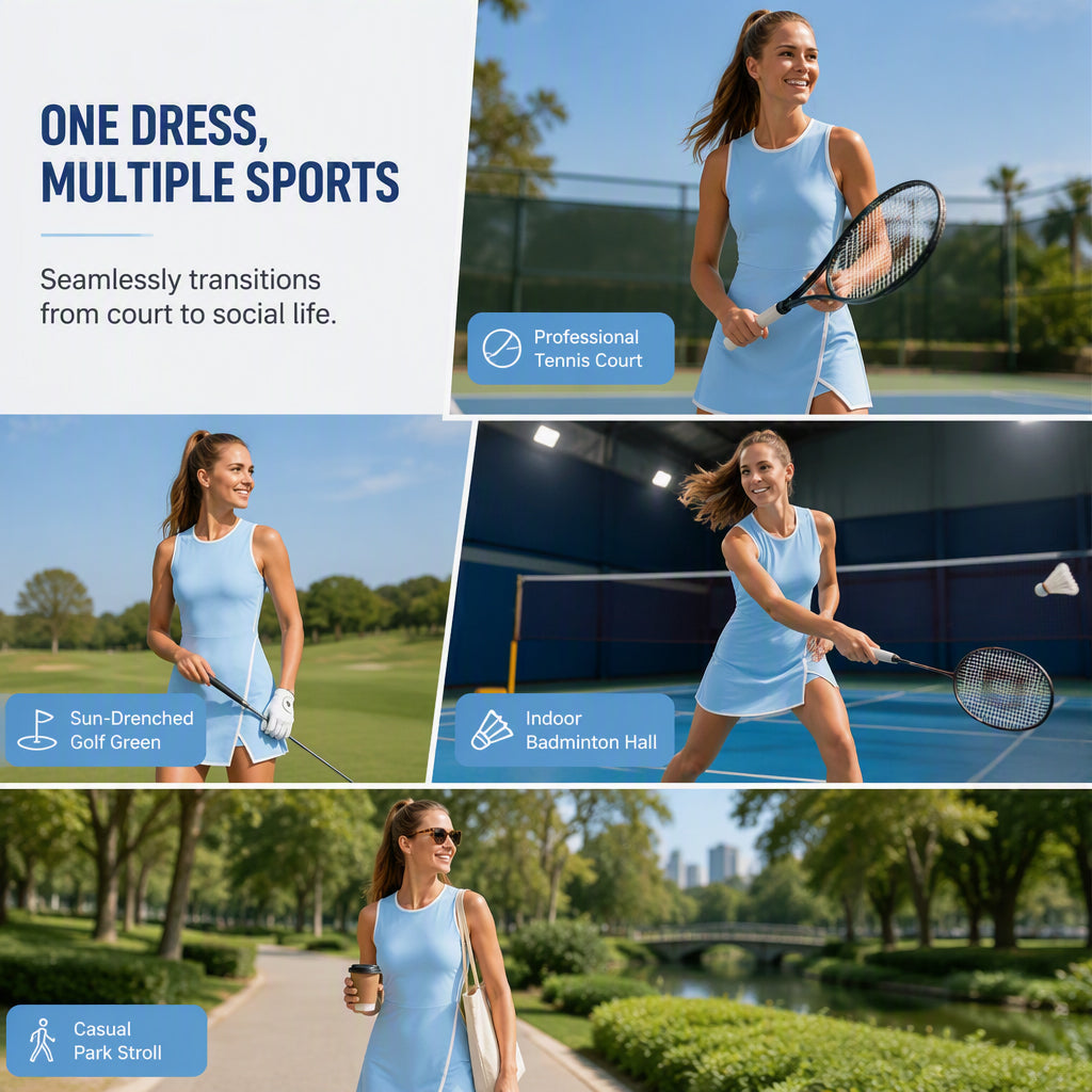 🎉🎉Promoção de 2026 — Mais de 23 700 unidades vendidas!🎾 Vestido de ténis arejado com corte em A – Roupa desportiva respirável ✨