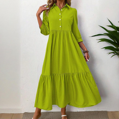 ✨👗Vestido largo de cor lisa para mulher