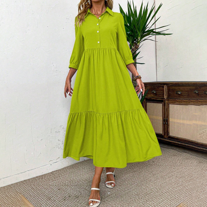 ✨👗Vestido largo de cor lisa para mulher