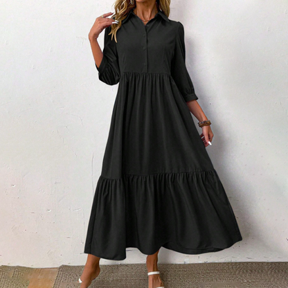 ✨👗Vestido largo de cor lisa para mulher