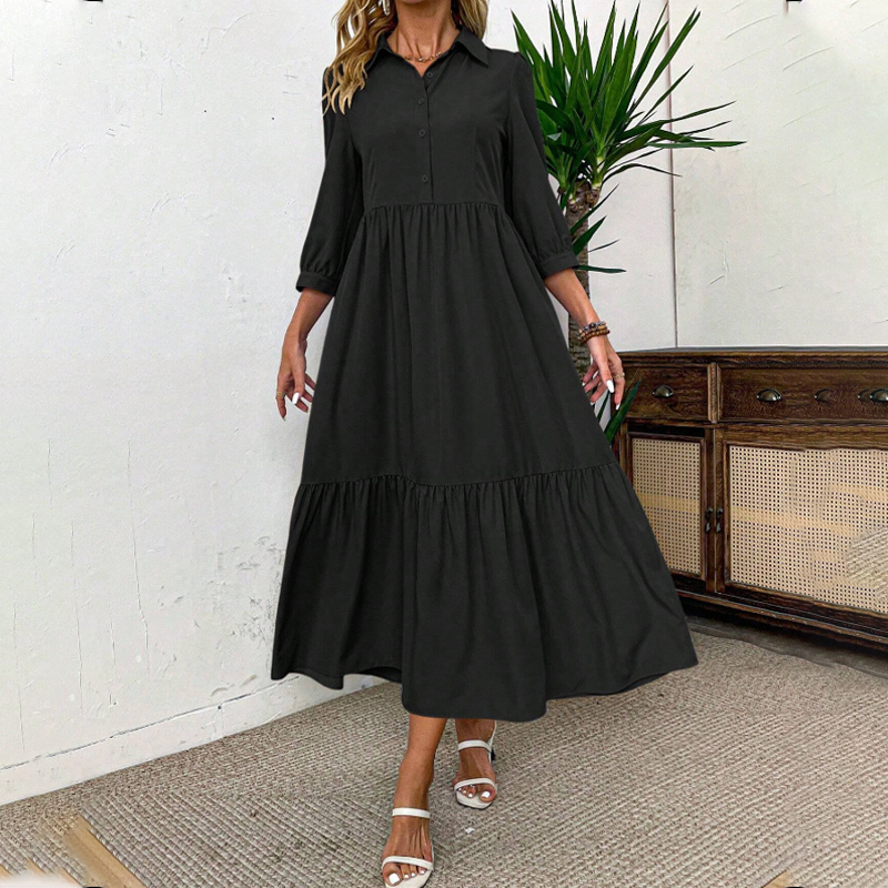 ✨👗Vestido largo de cor lisa para mulher