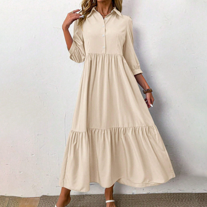 ✨👗Vestido largo de cor lisa para mulher