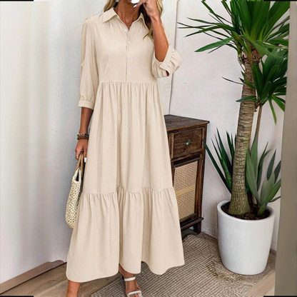 ✨👗Vestido largo de cor lisa para mulher