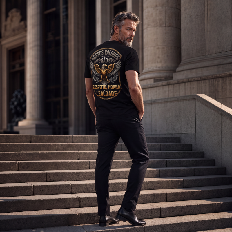 🔥 50% DESCONTO 🦅 T-shirt Masculina Estilo Forte – Design Atemporal 👕