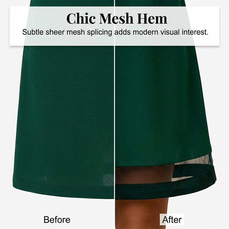 ✨👗Vestido elegante de corte em A com decote em capuz e mangas de renda