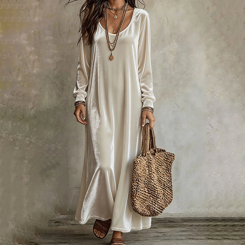 ✨👗Vestido maxi elegante de manga comprida para mulher