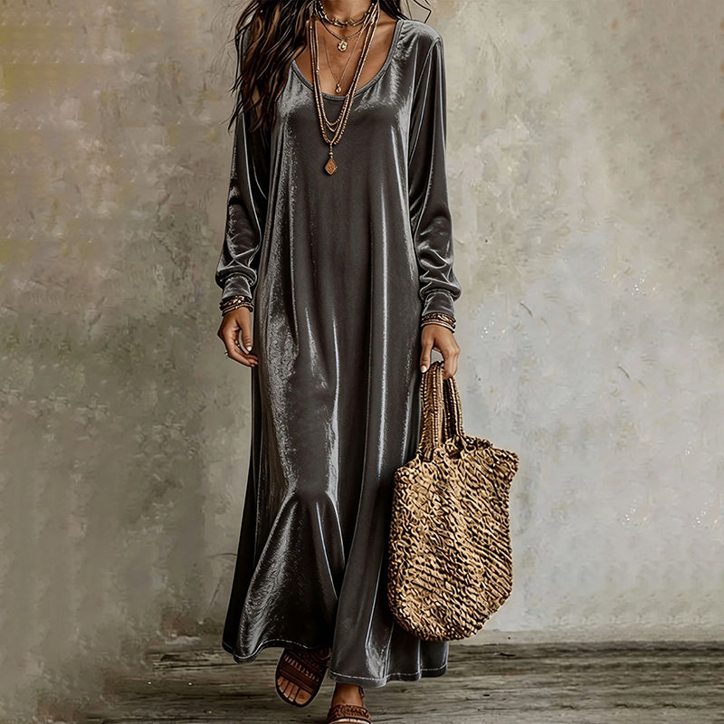 ✨👗Vestido maxi elegante de manga comprida para mulher