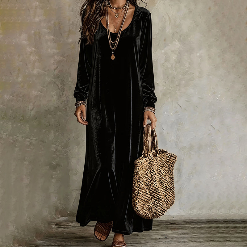 ✨👗Vestido maxi elegante de manga comprida para mulher