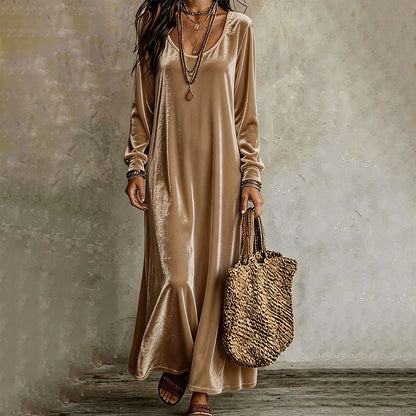 ✨👗Vestido maxi elegante de manga comprida para mulher