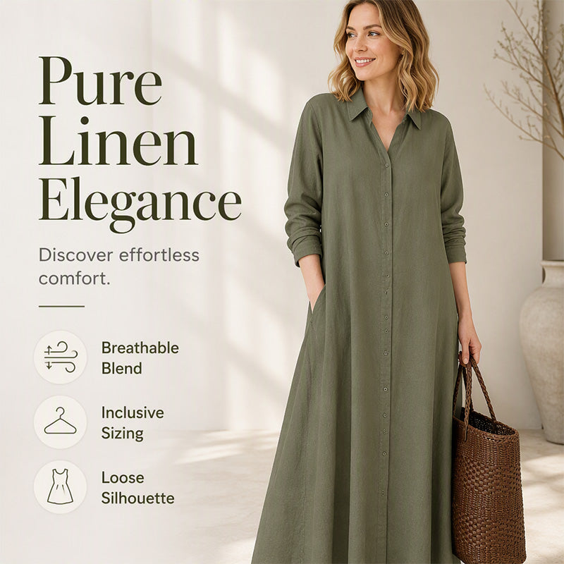 ✨👗Vestido-camisa maxi elegante para mulher