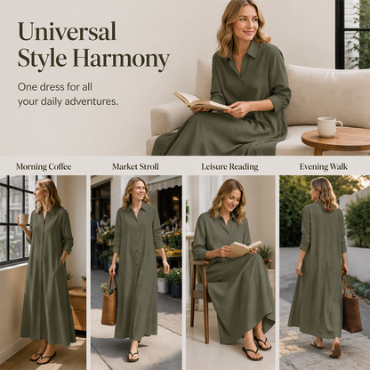 ✨👗Vestido-camisa maxi elegante para mulher