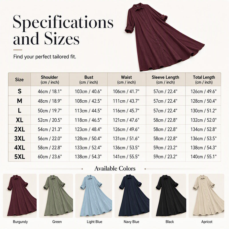 ✨👗Vestido-camisa maxi elegante para mulher