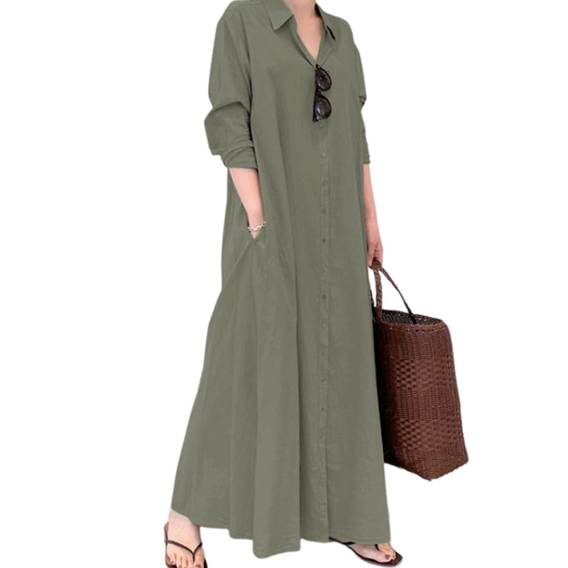 ✨👗Vestido-camisa maxi elegante para mulher