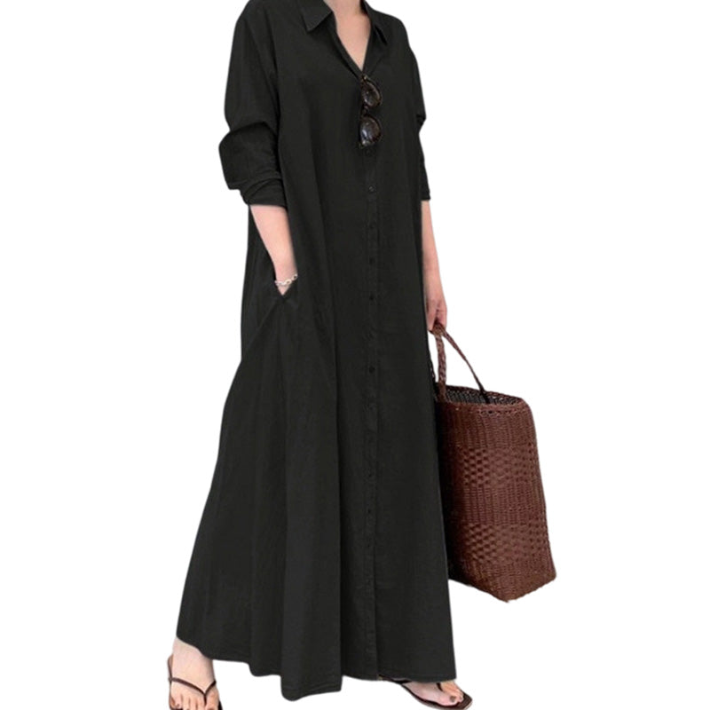 ✨👗Vestido-camisa maxi elegante para mulher