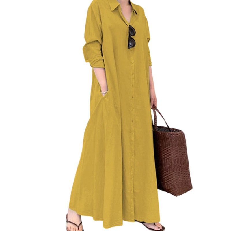 ✨👗Vestido-camisa maxi elegante para mulher