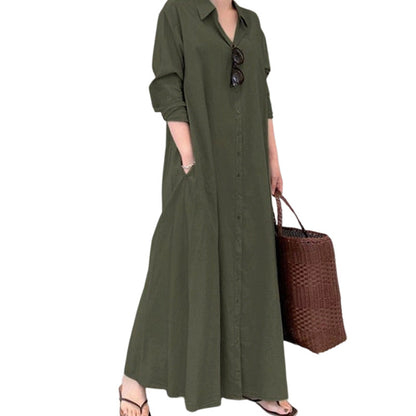 ✨👗Vestido-camisa maxi elegante para mulher