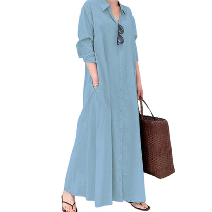 ✨👗Vestido-camisa maxi elegante para mulher