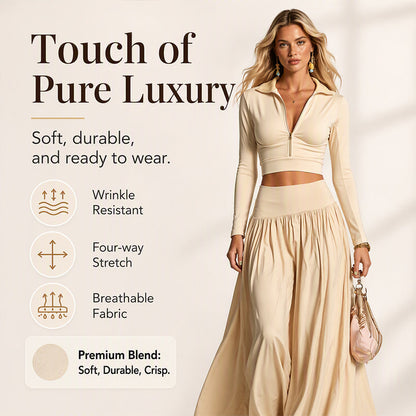 ✨👗Conjunto de top curto e saia maxi para mulher